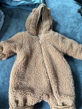 wonder nation Tan Sherpa One-Piece Hooded Coverall